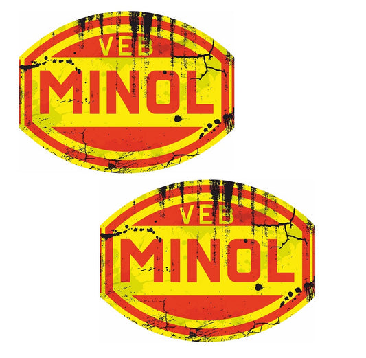 2x Minol Vintage Aufkleber